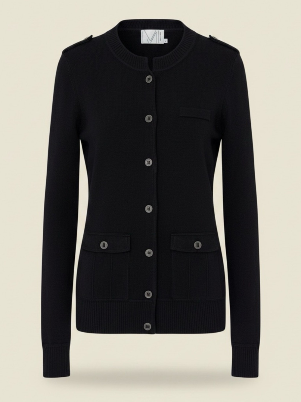 Michael Stars | Black Cardigan Sweater |Classic Button Front | Pocket Detail
